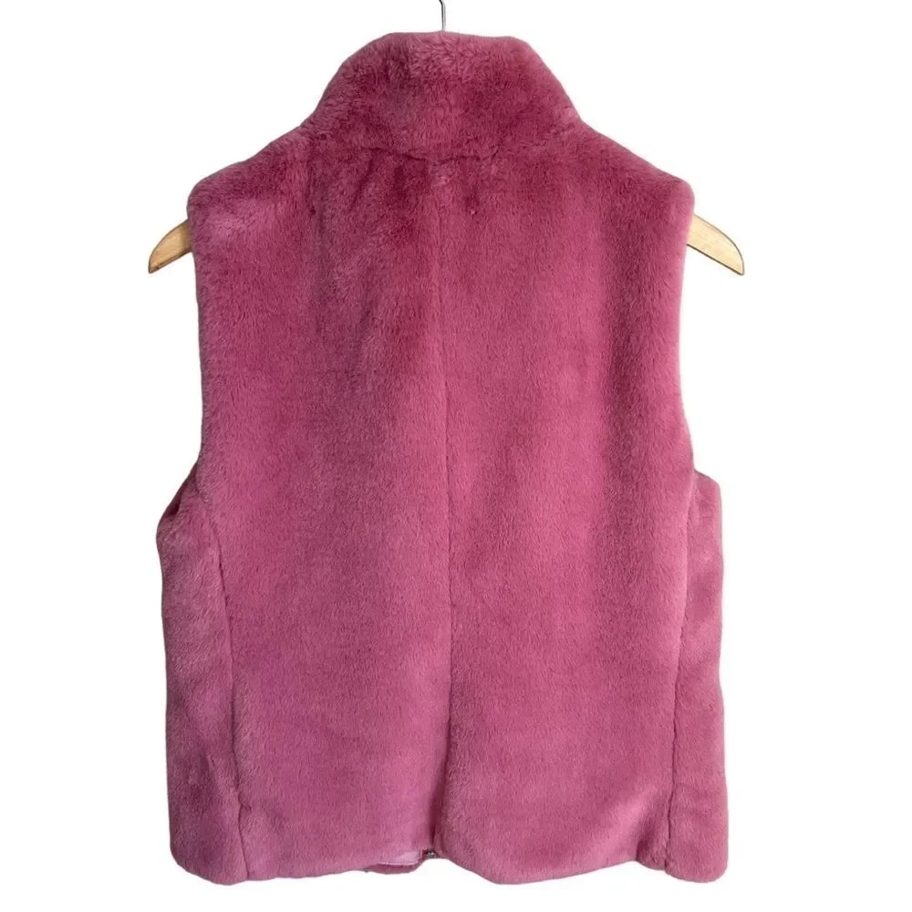 J. Crew Faux Fur Vest size Small Pink Soft Cozy Layering Feminine Statement